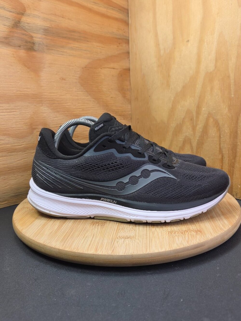 Saucony Ride 14 Mens Black Running Shoes Sneakers Size 9